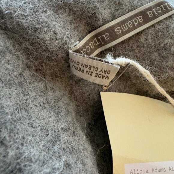 NEW NWT Alicia Adams Alpaca - Alpaca & Wool Blend Blanket Throw Wrap Scarf Grey - Picture 10 of 10